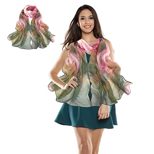 PALAY Lotus Print Scarf for Women Elegant Georgette Floral Scarf Silk-Like Scarfs for Women Stylish Hijab Scarf Shawl Wraps Ladies Headscarf 63''x20'' PALAY Lotus Print Scarf for Women Elegant Georgette Floral Scarf Silk-Like Scarfs for Women Stylish Hijab Scarf Shawl Wraps Ladies Headscarf 63''x20''